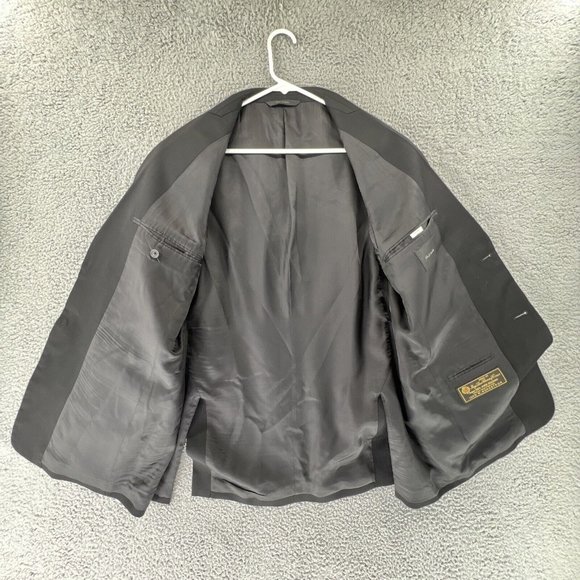 John W Nordstrom Loro Piana‎ 100% Wool Sport Coat 41 R Black Two Button Plaid - Picture 3 of 15